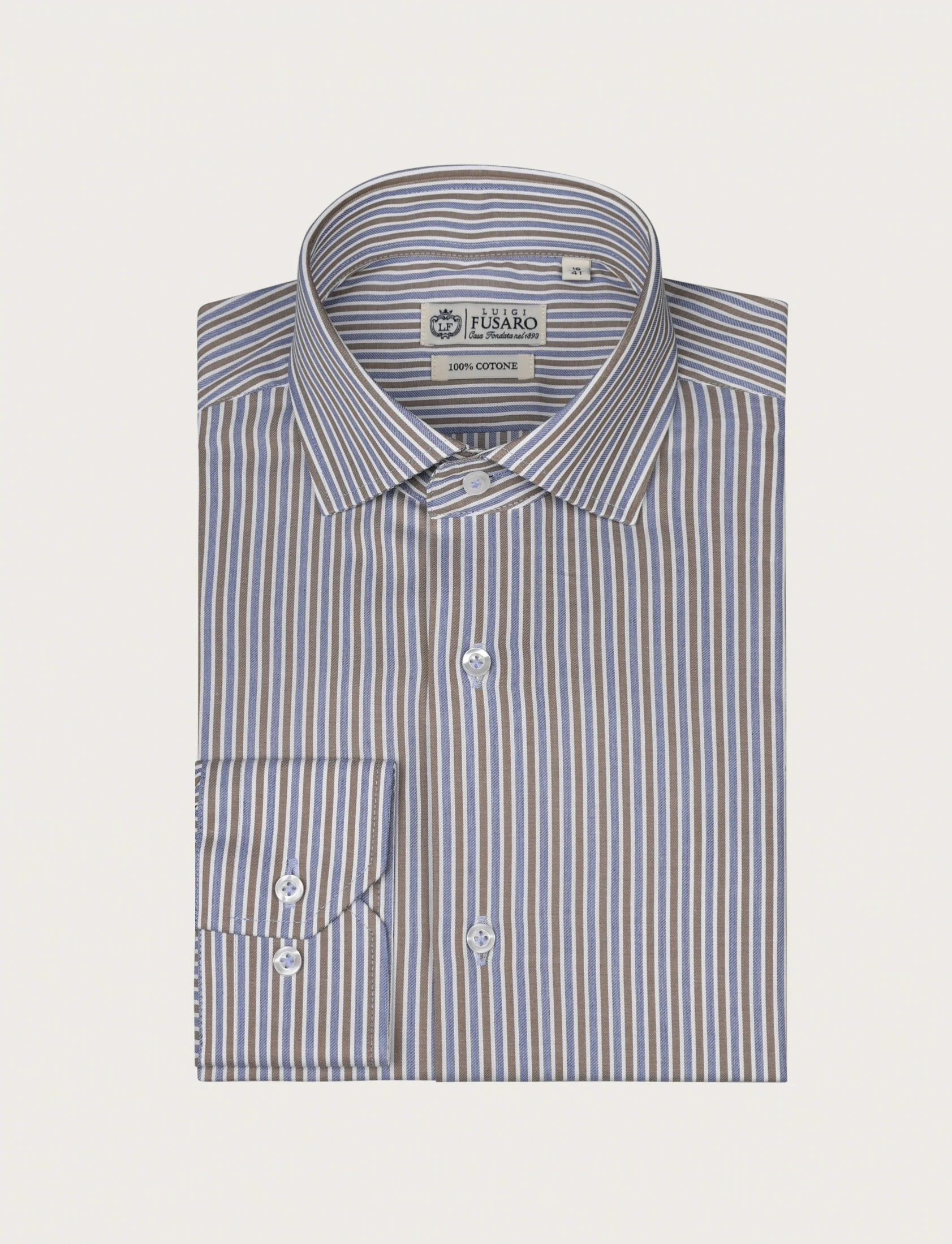 Camicia a righe bicolore in puro cotone - Image 4