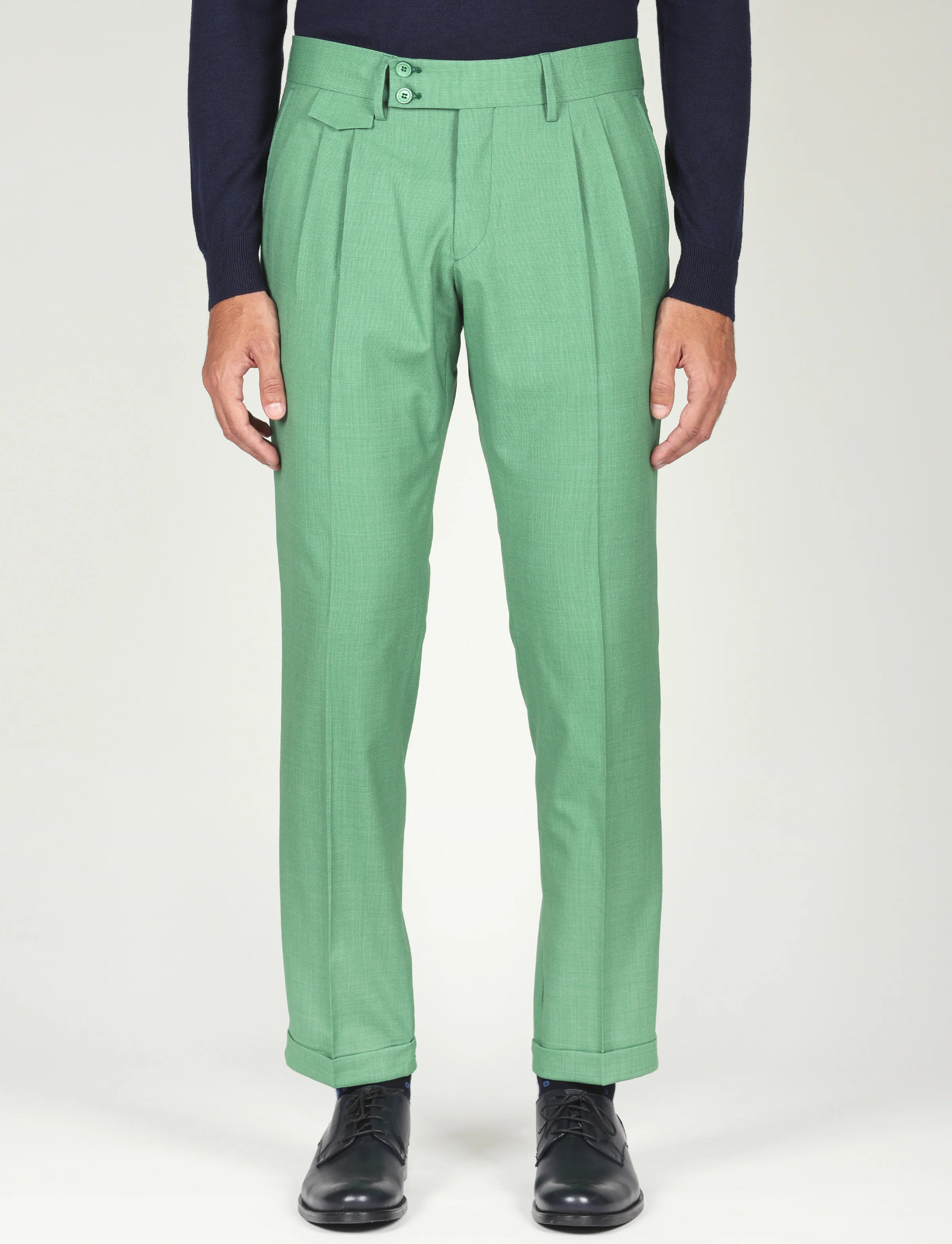 Pantalone tinta unita con pinces in lana - Image 16