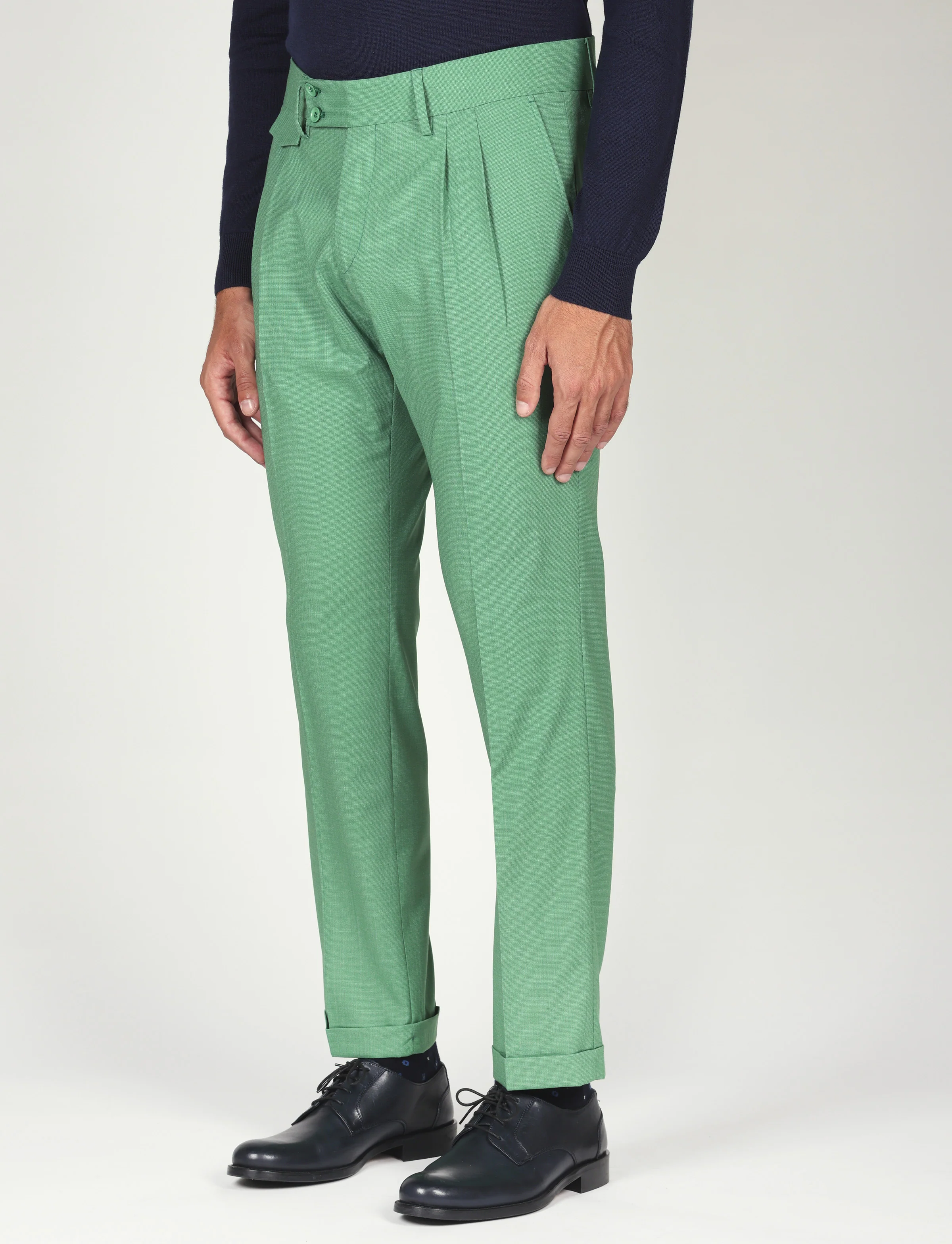 Pantalone tinta unita con pinces in lana - Image 17