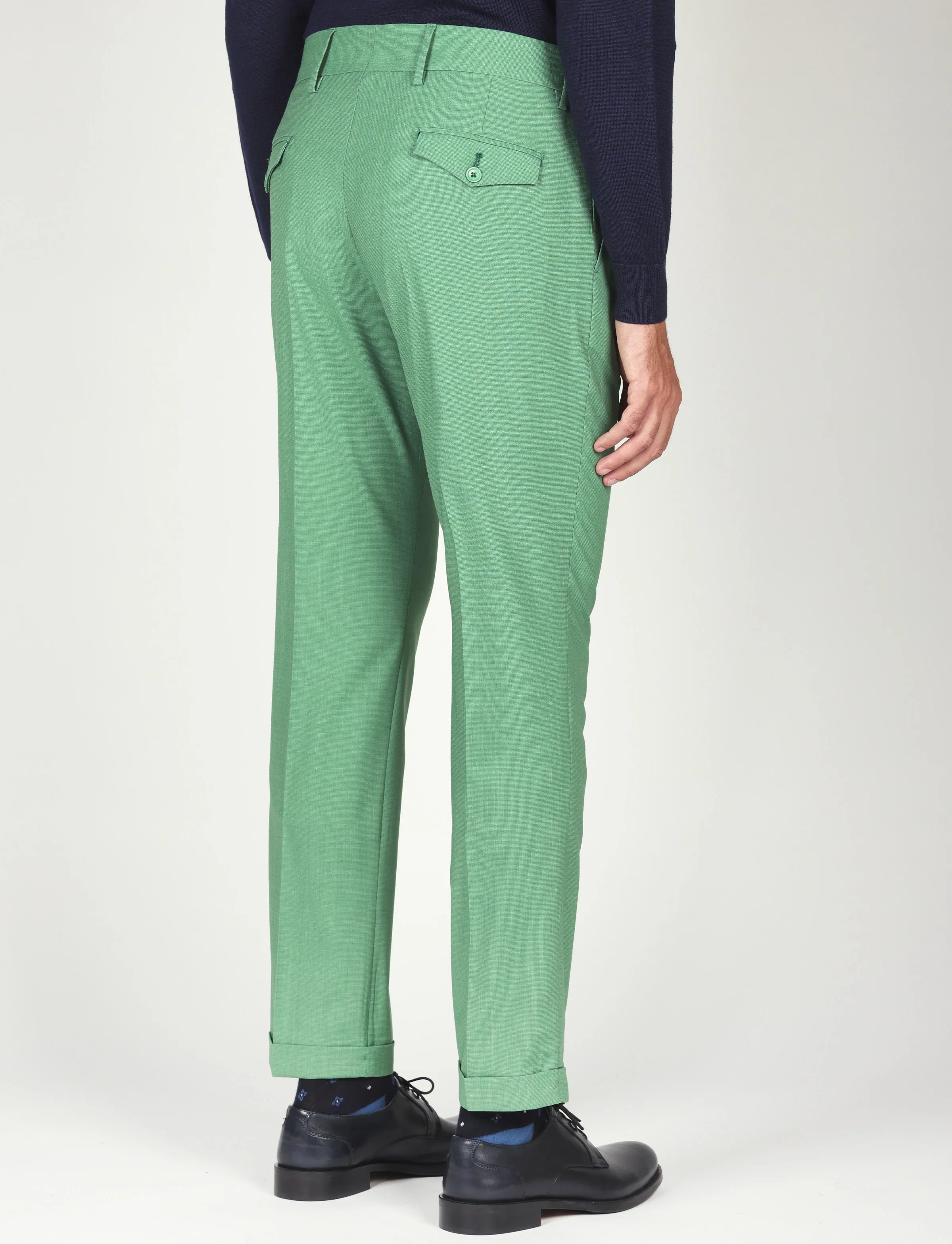 Pantalone tinta unita con pinces in lana - Image 19