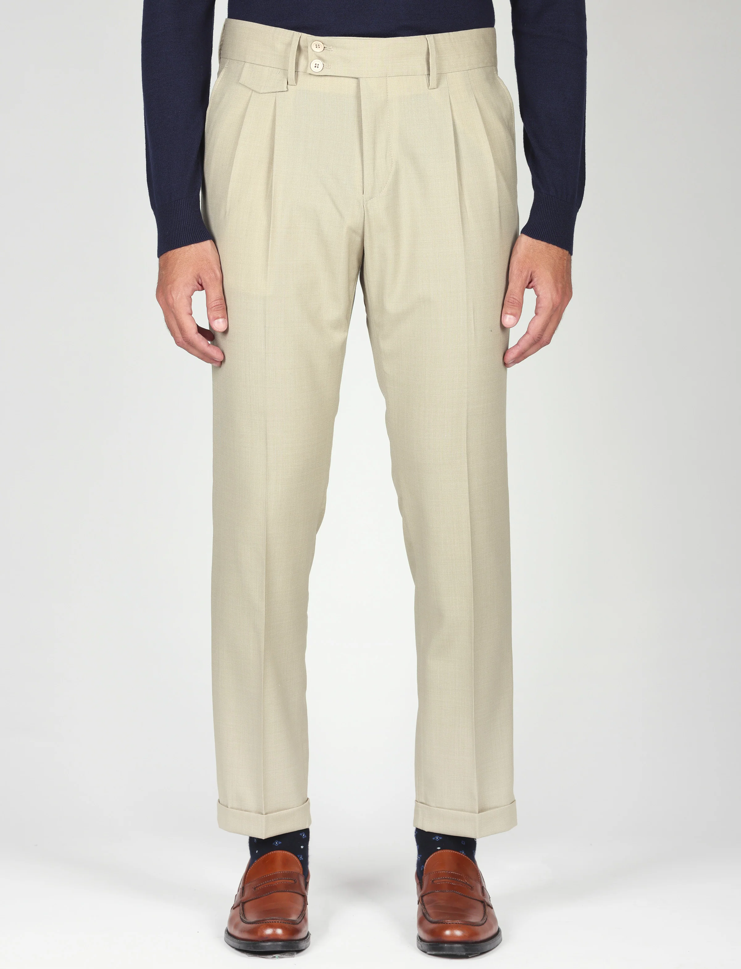 Pantalone tinta unita con pinces in lana - Image 21