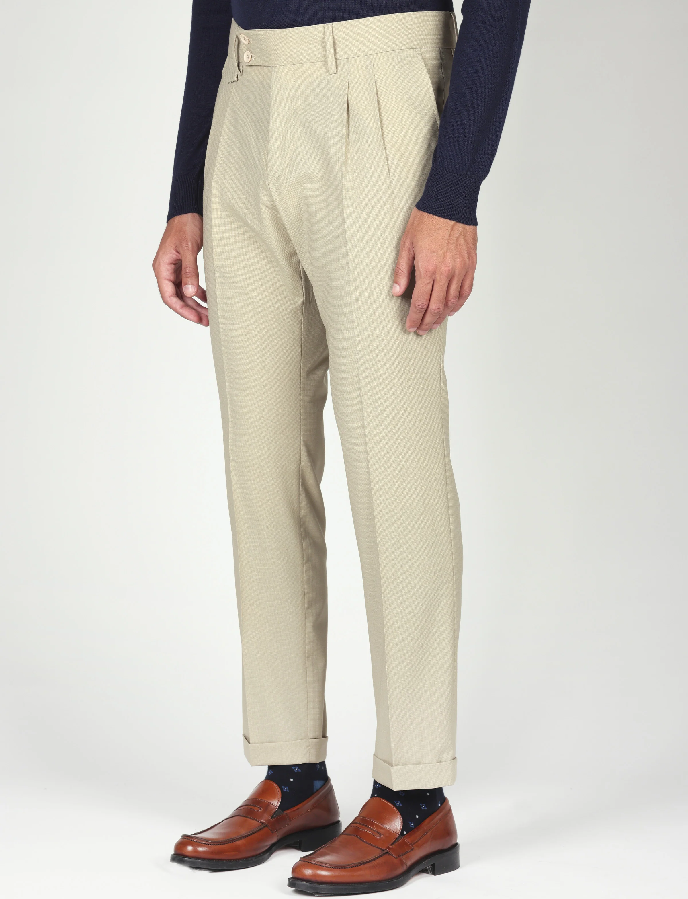 Pantalone tinta unita con pinces in lana - Image 22