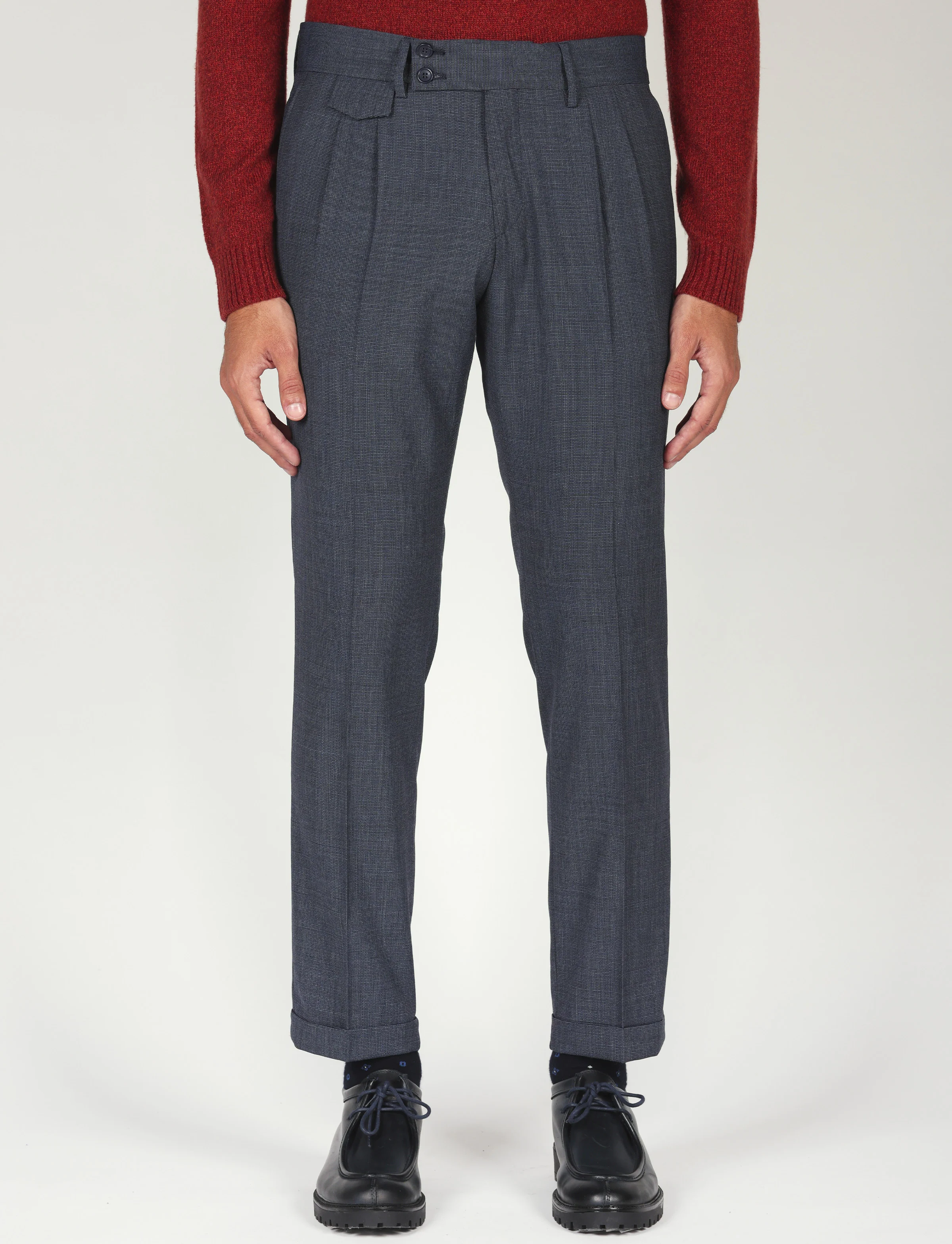 Pantalone tinta unita con pinces in lana - Image 6