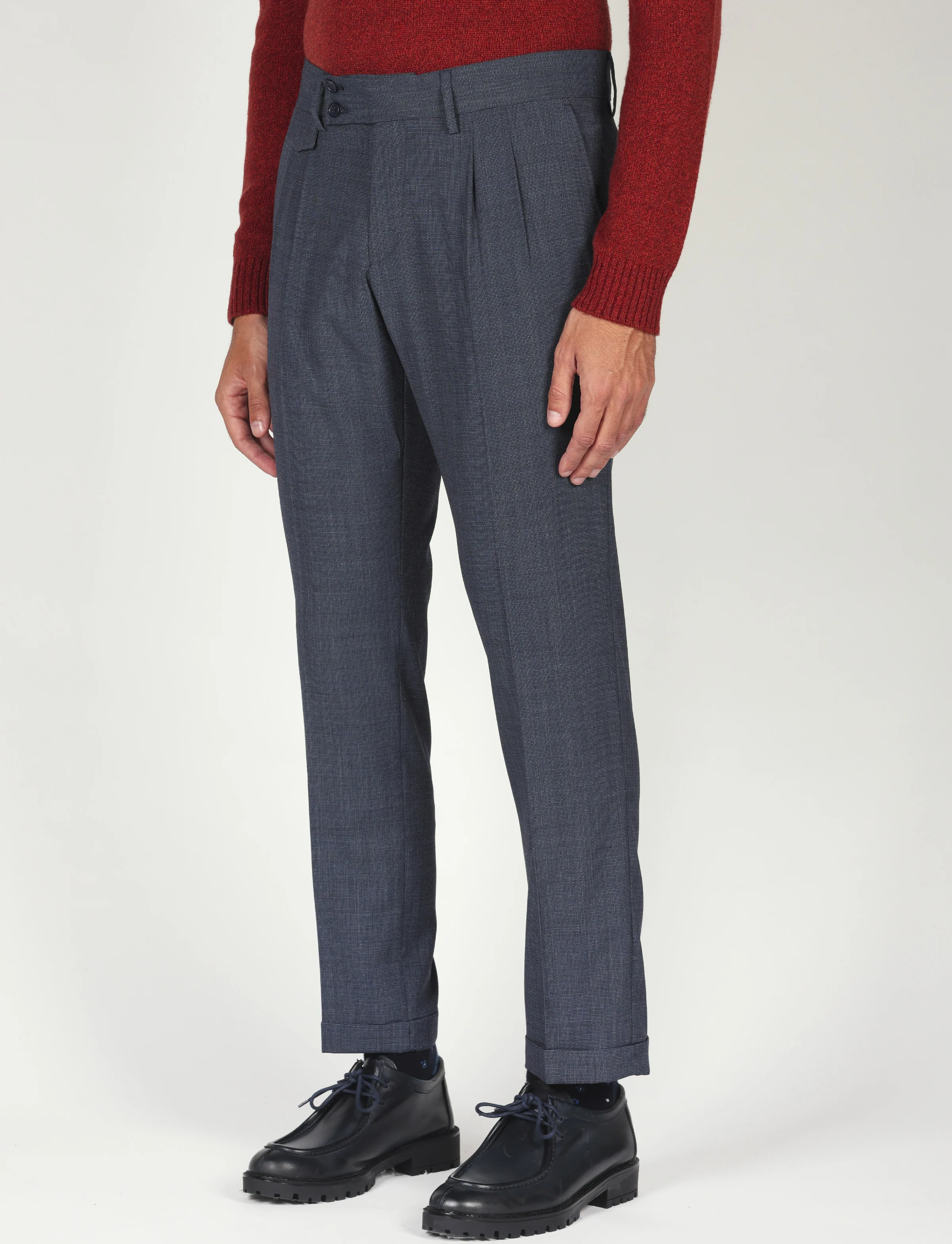 Pantalone tinta unita con pinces in lana - Image 7